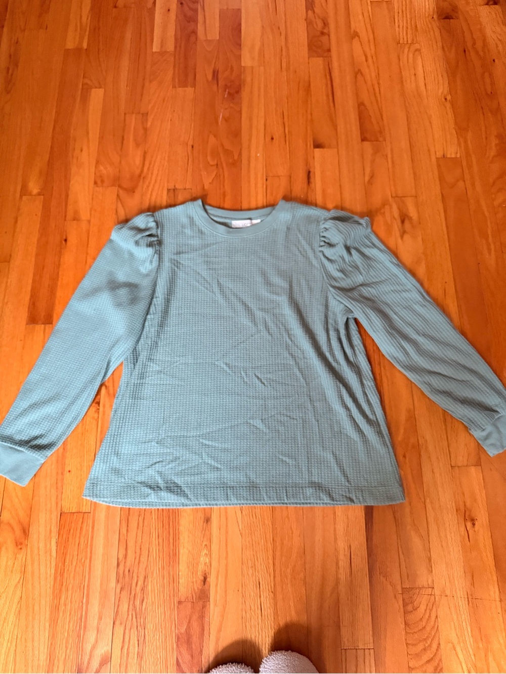 LOFT sage green Crewneck Waffle Knit Sweater